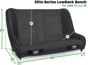 Jeep Wrangler JK Elite Series Suspension Bench Seat - Rear - PRP Seats - Elite Series - `07-`18