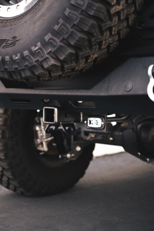 Jeep Wrangler JL Bolt-On Hitch w/ Lights - Rear - DV8 Offroad - Satin Dual Powder Coat - `07-`22