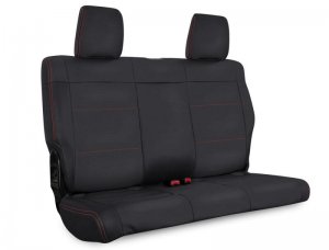 Jeep Wrangler JK Rear Seat Covers - Rear - PRP Seats - Black with Red Stitching - `08-`10
