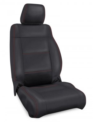 Jeep Wrangler JK Front Seat Covers - Front - PRP Seats - Black with Red Stitching - `11-`12
