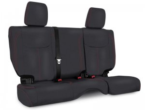 Jeep Wrangler JK Seat Covers - Rear - PRP Seats - Black with Red Stitching - `13-`18