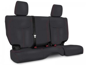 Jeep Wrangler JK Seat Covers - Rear - PRP Seats - Black with Red Stitching - `13-`18