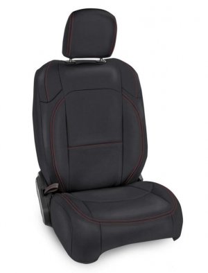 Jeep Wrangler JL Front Seat Covers - Front - PRP Seats - Molle Back - Black with Red Stitching - `18-`24