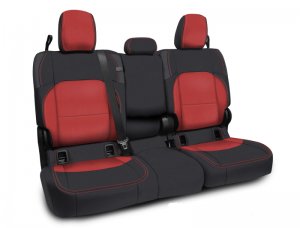 Jeep Gladiator Bench Cover - Rear - PRP Seats - Fold Down Arm Rest - Black/Red - `20-`22