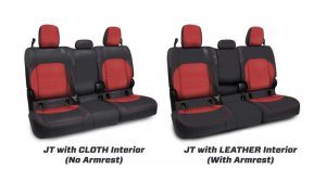 Jeep Gladiator Bench Cover - Rear - PRP Seats - Fold Down Arm Rest - Black/Red - `20-`22