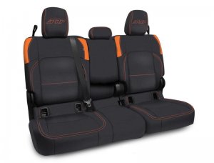 Jeep Gladiator Rear Seat Covers - PRP Seats - With Armrest - Black/Orange - 2020
