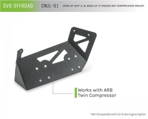 Jeep Gladiator Compressor Mount - DV8 Offroad - Engine Bay Mount - Black - 3.6L - 2020