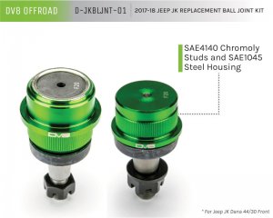 Jeep Wrangler JK Ball Joint Replacement Kit - Front + Rear - DV8 Offroad - `07-`18
