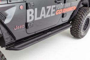 Jeep Wrangler JL Dominator Extreme DS SideSteps Complete Kit - Go Rhino - Black Powdercoat - `18-`20