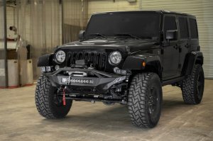 Jeep Wrangler JK Front Bumper with Winch Mount - Front - Addictive Desert Designs - Stealth Fighter - Hammer Black with Satin Black Panels - `07-`18