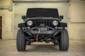 Jeep Wrangler JK Front Bumper with Winch Mount - Front - Addictive Desert Designs - Stealth Fighter - Hammer Black with Satin Black Panels - `07-`18
