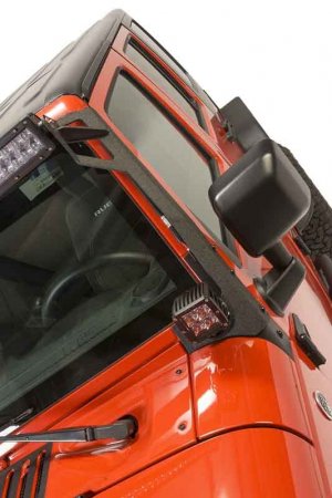 Jeep Wrangler JK Light Bar Mounting Bracket - Fishbone Offroad - Black textured powder coat - `07-`18