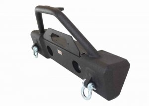 Jeep Wrangler JK Front Winch Bumper - Front - Fishbone Offroad - Stubby, W/Tube Guard - Black - `07-`18