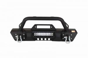 Jeep Wrangler JK Front Winch Bumper - Front - Fishbone Offroad - Stubby with Tube Guard - `07-`18