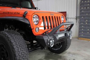 Jeep Wrangler JK Front Winch Bumper - Front - Fishbone Offroad - Stubby with Tube Guard - `07-`18