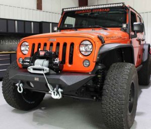 Jeep Wrangler JK Front Winch Bumper - Front - Fishbone Offroad - Manowar - Black - `07-`18