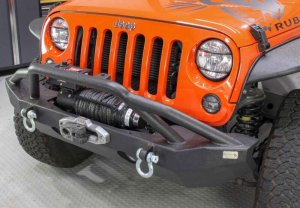 Jeep Wrangler JK Front Bumpers - Front - Fishbone Offroad - Full Width Winch - Black - `07-`18