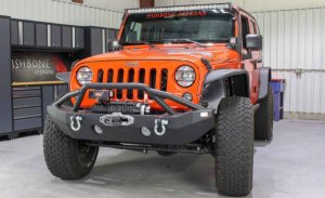 Jeep Wrangler JK Front Bumpers - Front - Fishbone Offroad - Full Width Winch - Black - `07-`18