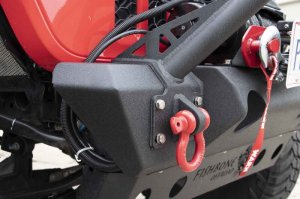 Jeep Gladiator Front Winch Bumper - Fishbone Offroad - Stubby, Raised Tube Winch Guard - Black Powdercoat - 2020+