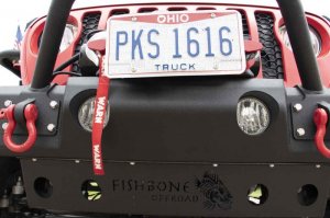 Jeep Gladiator Front Winch Bumper - Fishbone Offroad - Stubby, Raised Tube Winch Guard - Black Powdercoat - 2020+