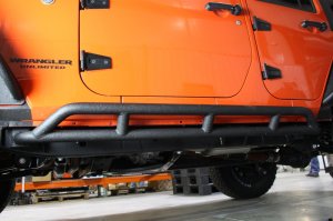 Jeep Wrangler JK Rock Sliders - Fishbone Offroad - Twin tube design - Black Textured Powdercoat - `07-`18