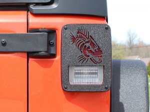 Jeep Wrangler JK Tail Light Cover - Rear - Fishbone Offroad - Black Textured Powdercoat - `07-`18