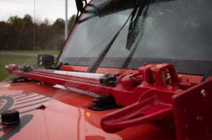 Jeep Gladiator Jack Mount - Hood - Fishbone Offroad - Hood Mounted Hi-Lift - Black textured powder coat - 2020