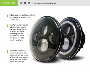 Jeep Wrangler JK Headlights - Front - DV8 Offroad - LED Projector - `07-`18