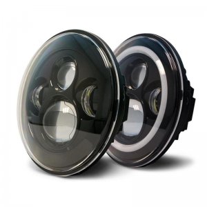 Jeep Wrangler JK Headlights - Front - DV8 Offroad - LED Projector w/ Angel Eyes - `07-`18