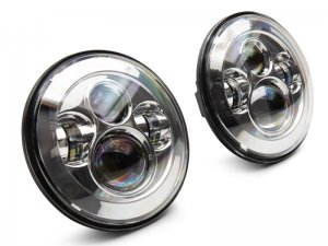 Jeep Wrangler JK LED Headlights - Raxiom - Axial Series Daymaker - Chrome - `97-`18