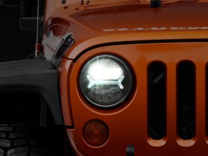 Jeep Wrangler JK LED Halo Headlights - Raxiom - Black - `07-`18