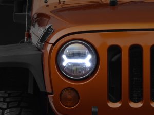 Jeep Wrangler JK LED Halo Headlights - Raxiom - Black - `07-`18