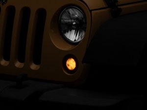 Jeep Wrangler JK LED Turn Signals w/ Halo - Front - Raxiom - Axial Series - Smoked - `07-`18