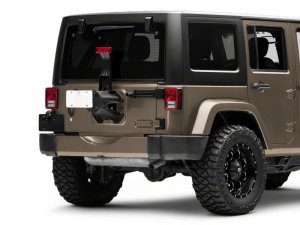 Jeep Wrangler JK License Plate Bracket w/ LED Brake Light - Raxiom - Axial Series - Textured Black - `07-`18