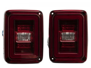 Jeep Wrangler JL LED Taillights - Raxiom - Black Housing - Red Lens - `07-`18
