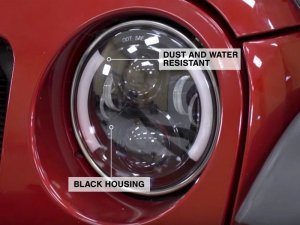 Jeep Wrangler JK LED Headlights - Raxiom - Partial Halo - Black - `97-`18