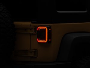 Jeep Wrangler JK LED Taillights - Raxiom - Axial Series LED Halo - Dark Smoked - `07-`18