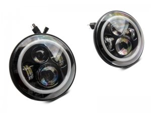 Jeep Wrangler JK LED Headlights - Raxiom - RGB Halo - Black - `07-`18