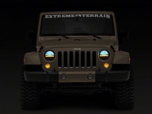 Jeep Wrangler JK LED Headlights - Raxiom - DRL - Blk Housing - Black - `07-`18