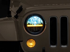 Jeep Wrangler JK LED Headlights - Raxiom - DRL - Blk Housing - Black - `07-`18
