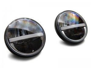Jeep Wrangler JK LED Headlights - Raxiom - DRL - Blk Housing - Black - `07-`18