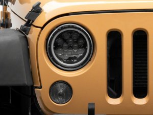 Jeep Wrangler JK LED Headlights - Raxiom - Axial Spider with Angel Eye Halo - Black Housing - `07-`18