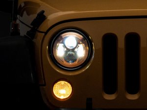 Jeep Wrangler JK LED Headlights - Raxiom - 7-Inch - Orange - `07-`18