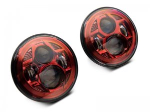 Jeep Wrangler JK LED Headlights - Raxiom - Red - `07-`18
