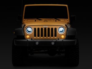 Jeep Wrangler JK LED Headlights - Raxiom - w/ Halos- Black Housing - Clear - `07-`18