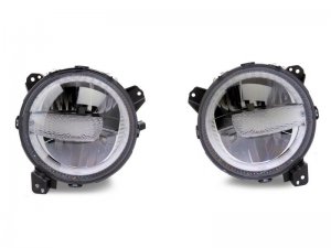 Jeep Gladiator LED Headlights - Raxiom - Axial Series 9-In LED, Clear Lens - Black - `18-`23