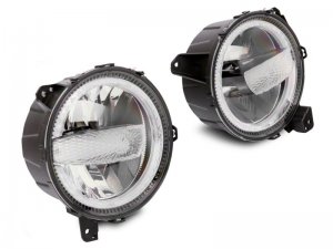 Jeep Gladiator LED Headlights - Raxiom - Axial Series 9-In LED, Clear Lens - Black - `18-`23
