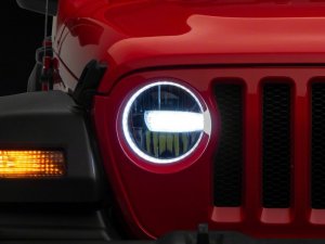Jeep Gladiator LED Headlights - Raxiom - Axial Series 9-In LED, Clear Lens - Black - `18-`23