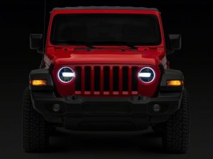 Jeep Gladiator LED Headlights - Raxiom - Axial Series 9-In LED, Clear Lens - Black - `18-`23