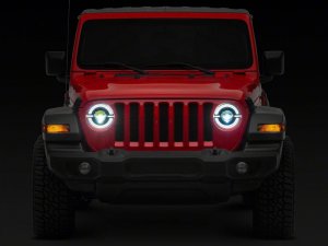 Jeep Gladiator LED Headlights - Raxiom - Axial Series 9-In LED Angel Eye - Black Housing - `18-`23